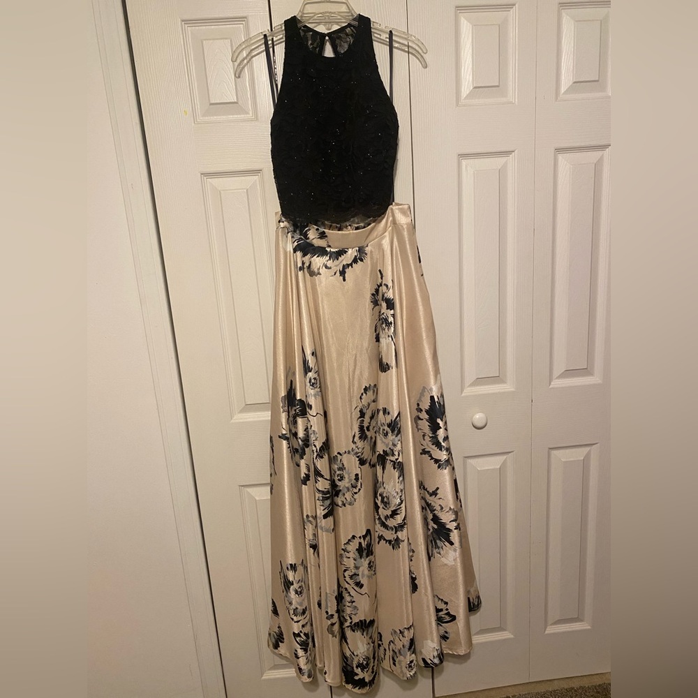 Windsor Two Piece Black and Pink Prom Dress